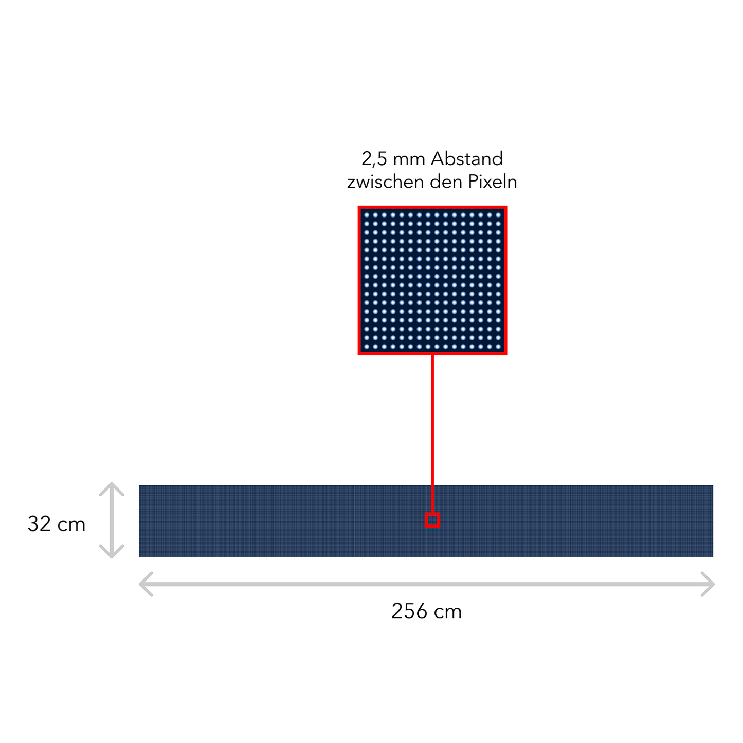 LED Display Laufschrift 256 x 32 cm Leuchtwerbung WiFi Außenbereich Programmierbar