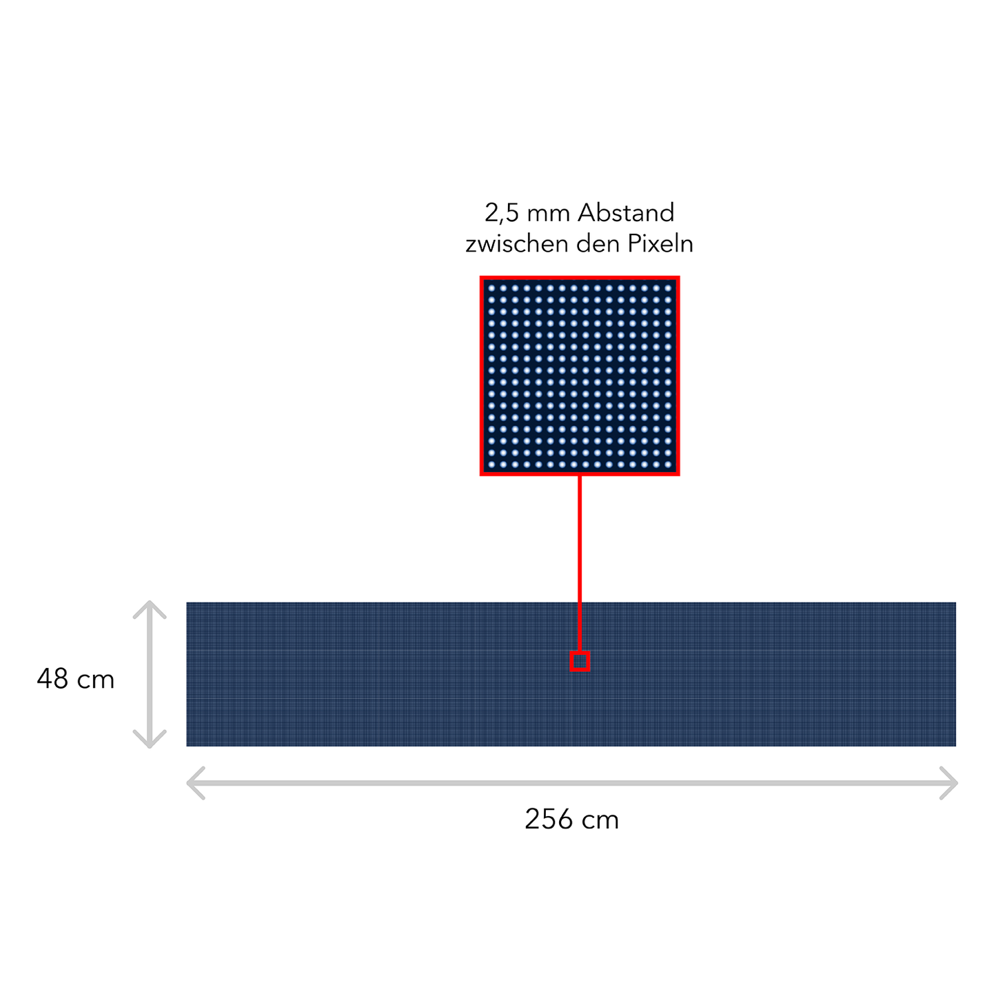 LED Display Laufschrift 256 x 48 cm Leuchtwerbung WiFi Außenbereich Programmierbar