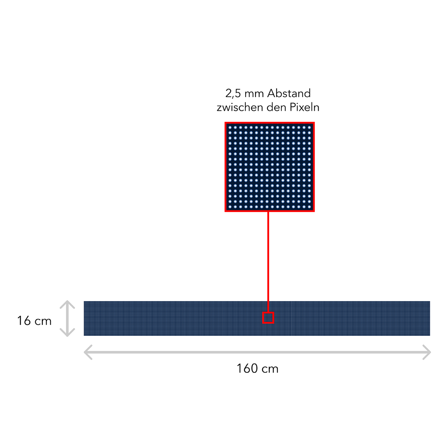 LED Display Laufschrift 160 x 16 cm Leuchtwerbung WiFi Außenbereich Programmierbar