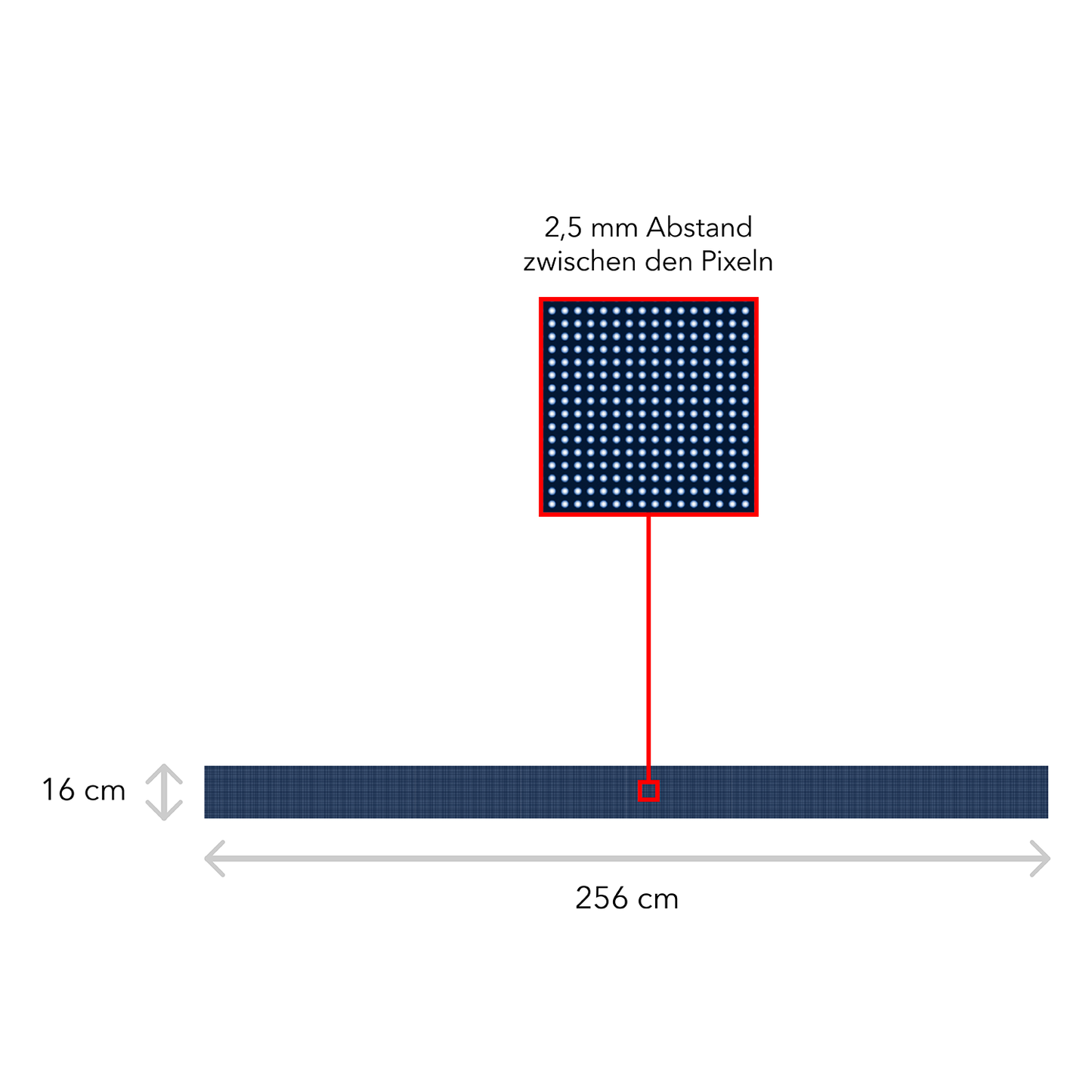 LED Display Laufschrift 256 x 16 cm Leuchtwerbung WiFi Außenbereich Programmierbar