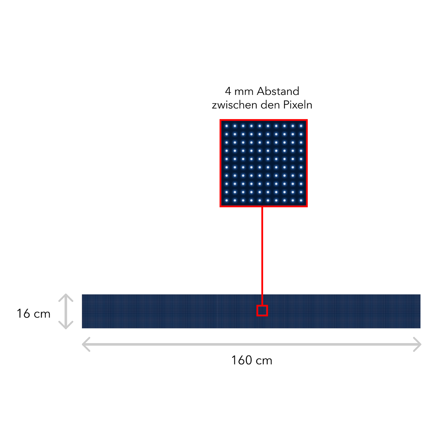 LED Display Laufschrift 160 x 16 cm Leuchtwerbung WiFi Außenbereich Programmierbar