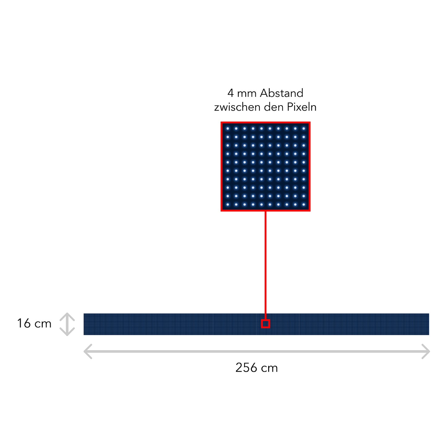 LED Display Laufschrift 256 x 16 cm Leuchtwerbung WiFi Außenbereich Programmierbar