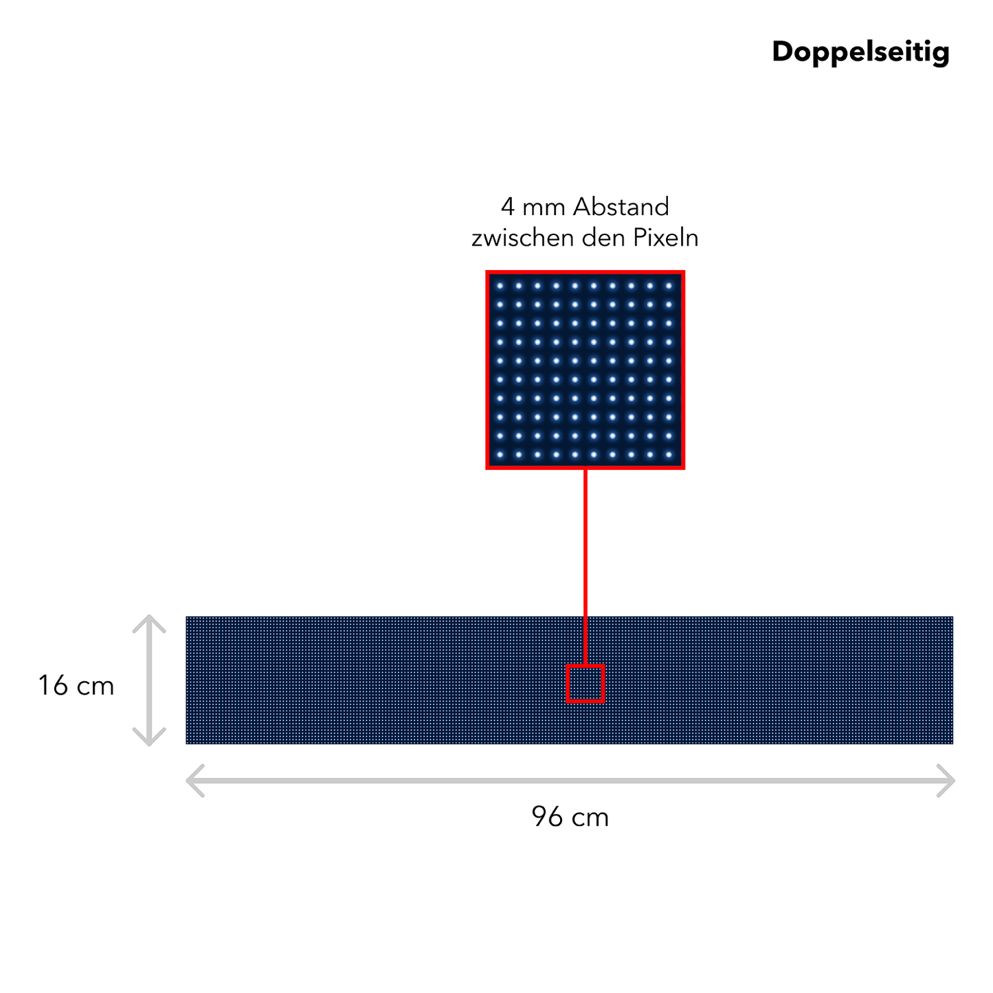 LED Display Laufschrift 96 x 16 cm Doppelseitig Leuchtwerbung WiFi Außenbereich Programmierbar
