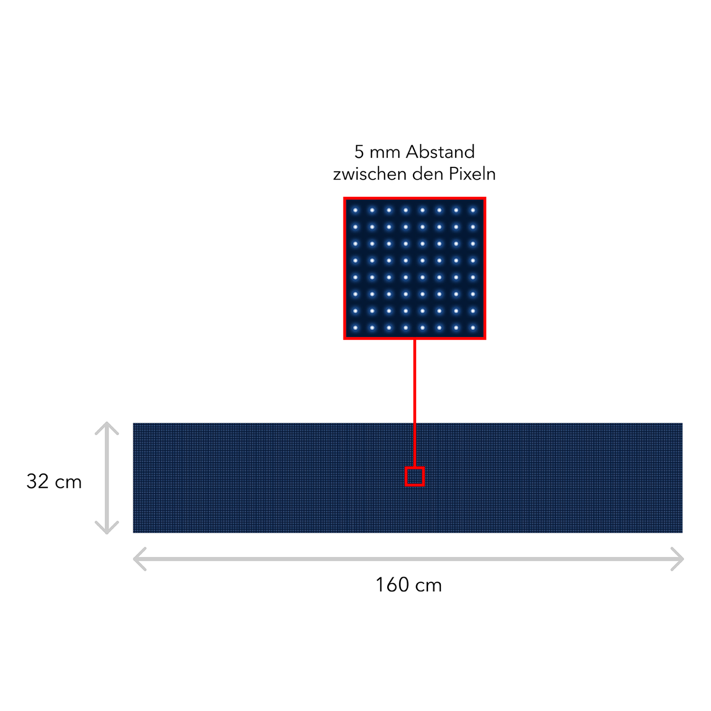 LED Display Laufschrift 160 x 32 cm Leuchtwerbung WiFi Außenbereich Programmierbar