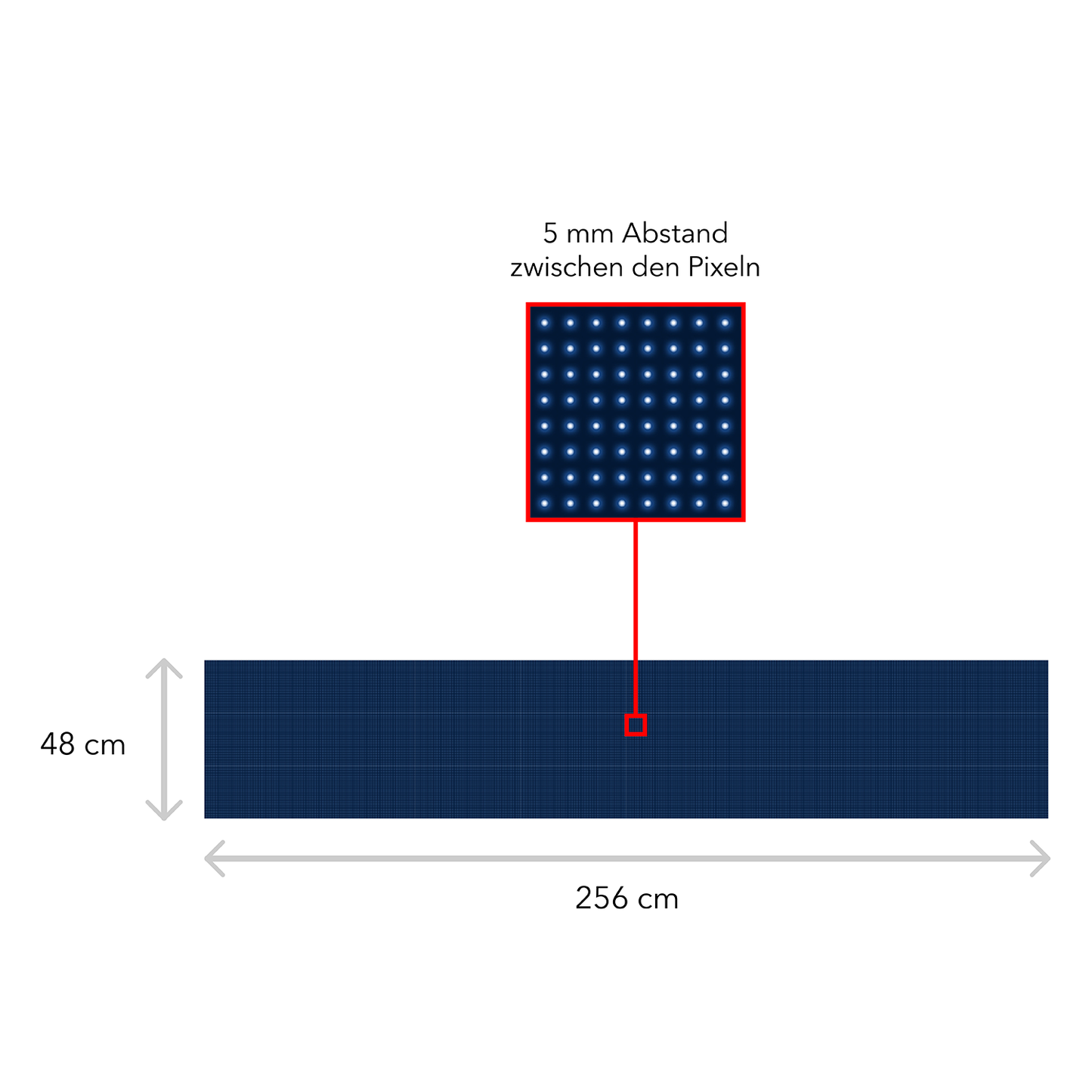 LED Display Laufschrift 256 x 48 cm Leuchtwerbung WiFi Außenbereich Programmierbar