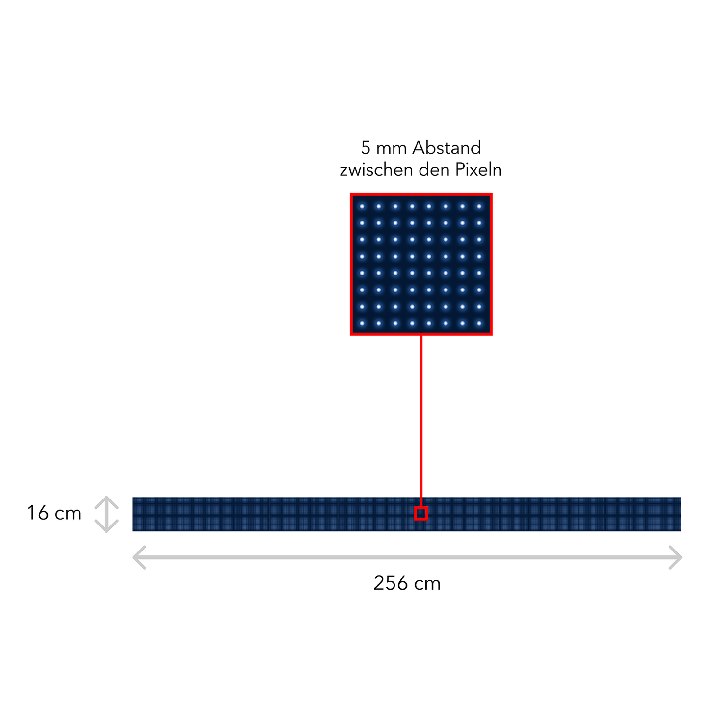 LED Display Laufschrift 256 x 16 cm Leuchtwerbung WiFi Außenbereich Programmierbar