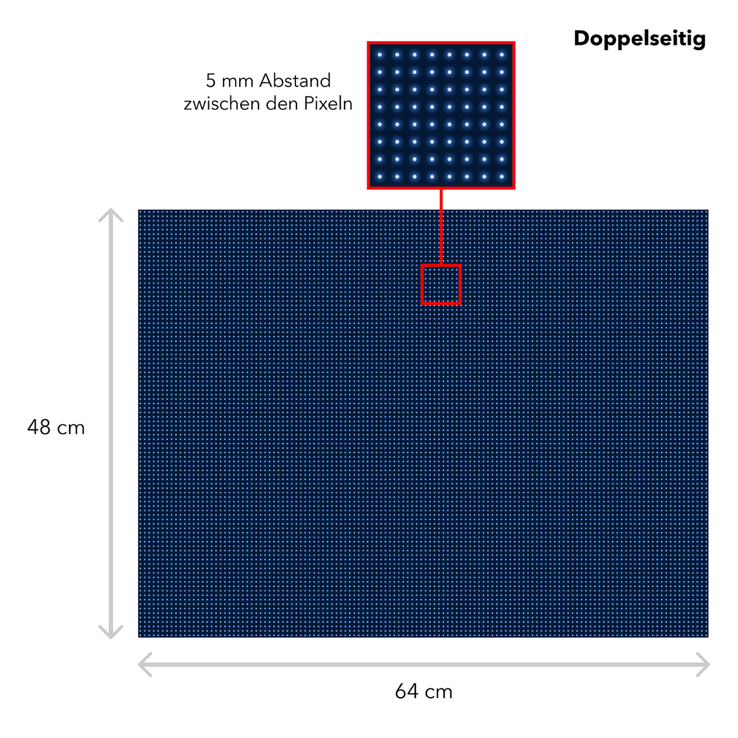 LED Display Laufschrift 64 x 48 cm Doppelseitig Leuchtwerbung WiFi Außenbereich Programmierbar