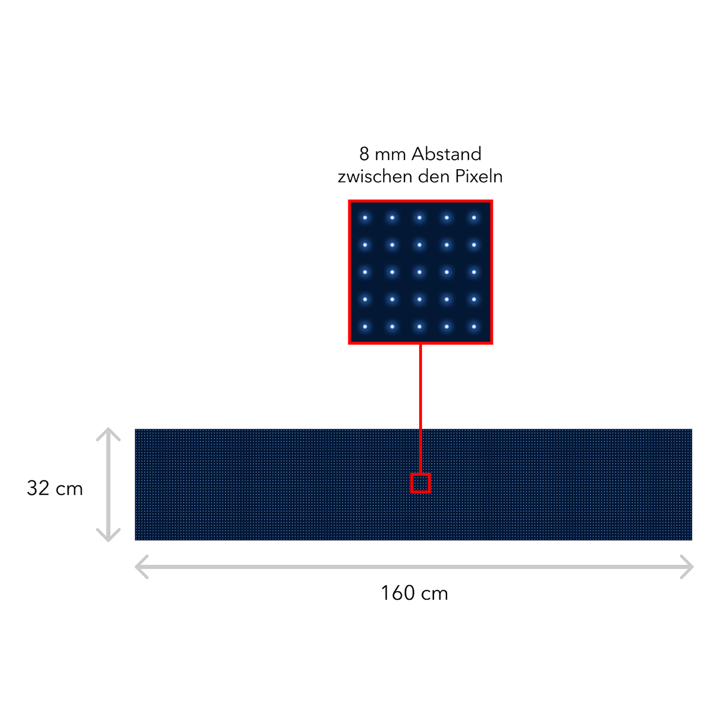 LED Display Laufschrift 160 x 32 cm Leuchtwerbung WiFi Außenbereich Programmierbar