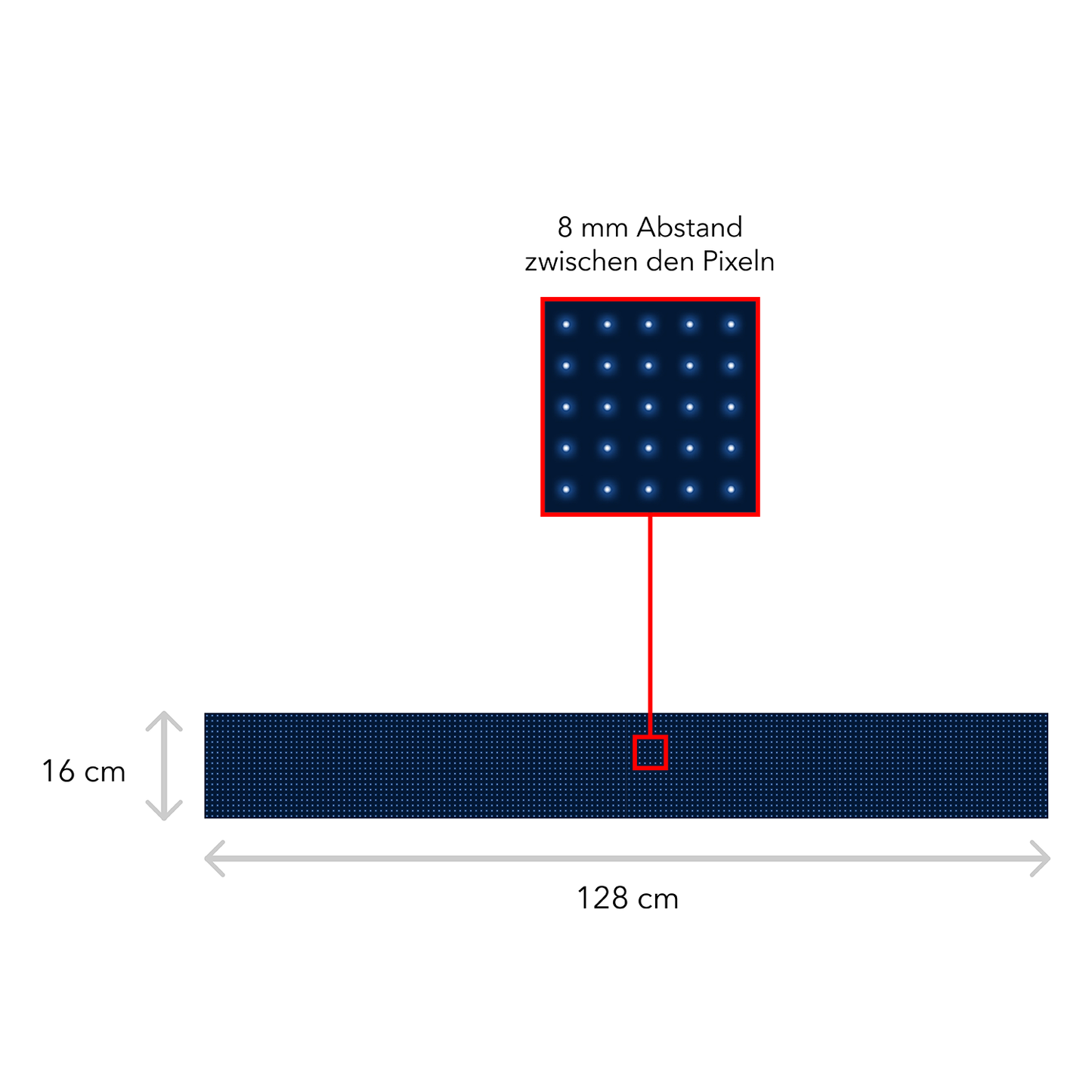 LED Display Scrolling Text 128 x 16 cm Illuminated Advertising WiFi Outdoor