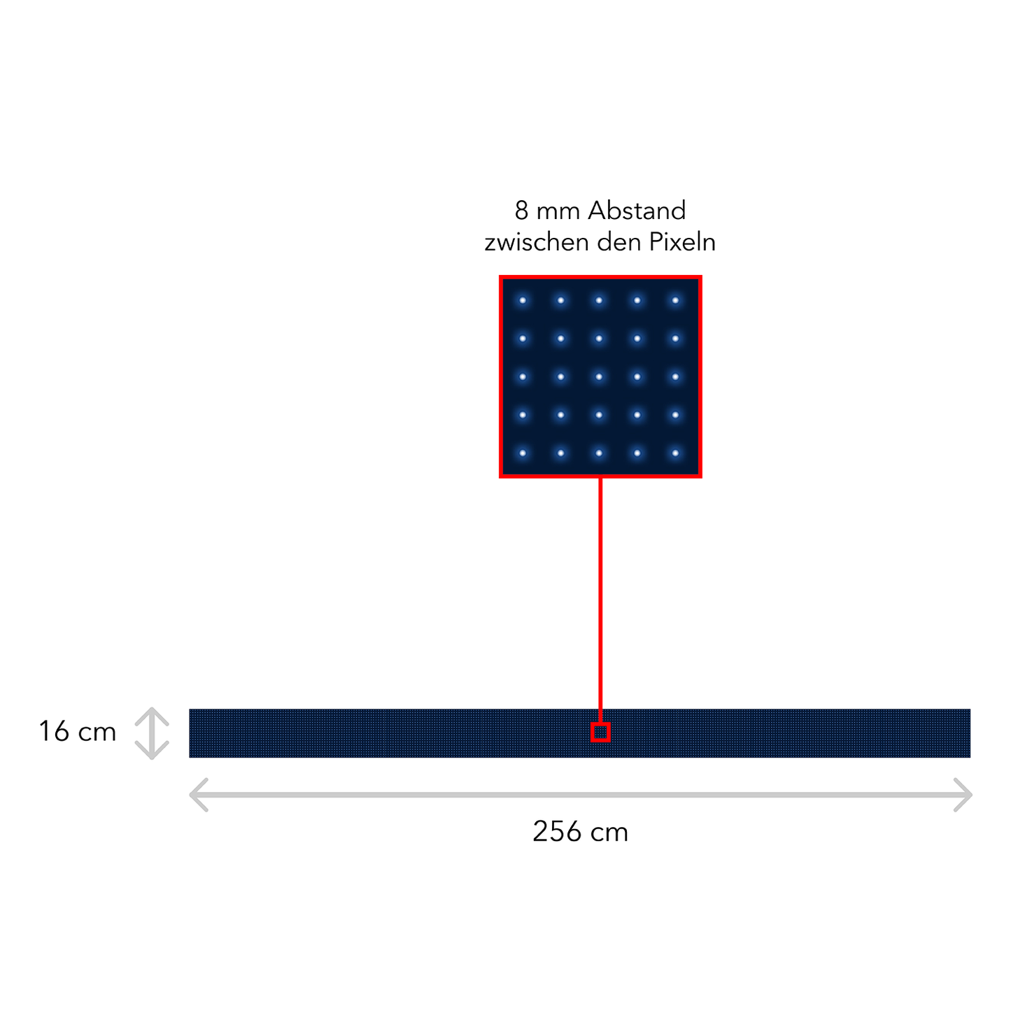 LED Display Laufschrift 256 x 16 cm Leuchtwerbung WiFi Außenbereich Programmierbar