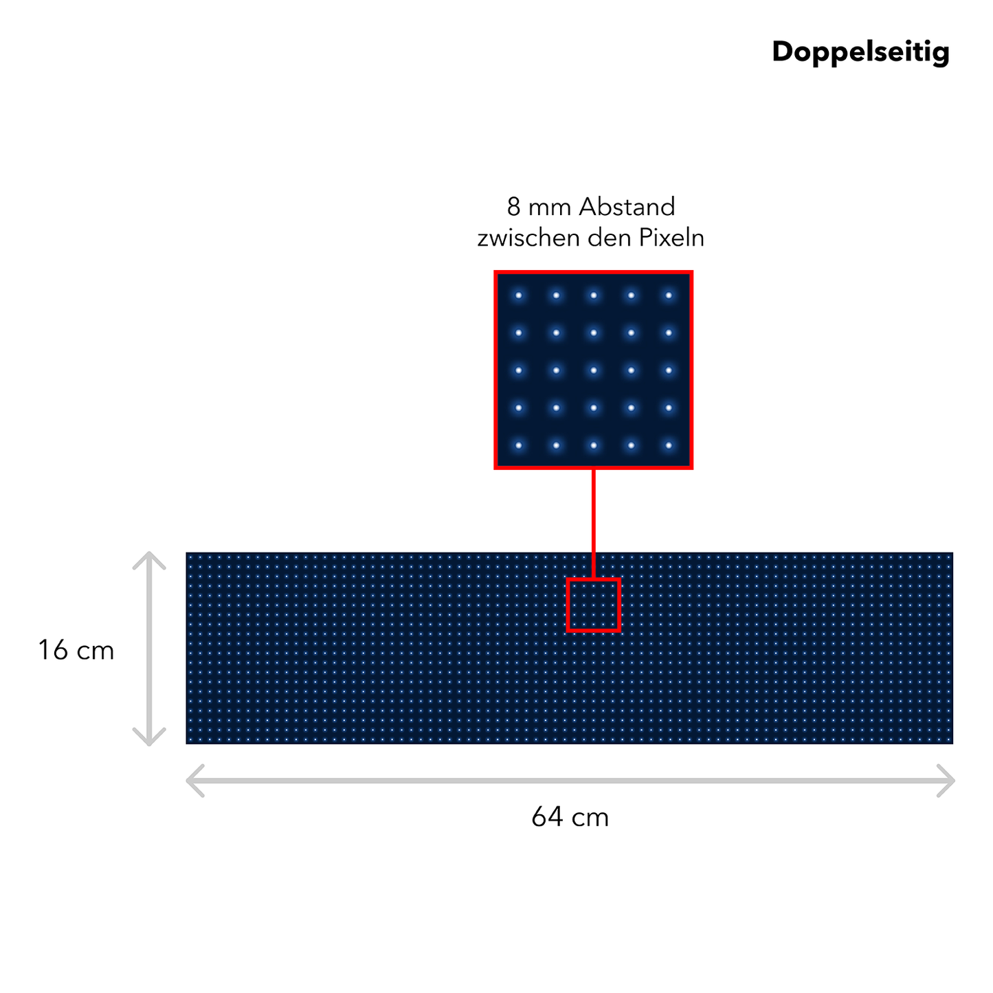 LED Display Laufschrift 64 x 16 cm Doppelseitig Leuchtwerbung WiFi Außenbereich